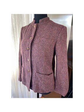 Vintage 80s tweed burgundy jacket, Highland Queen wool blazer, size 4/6 (S/M)